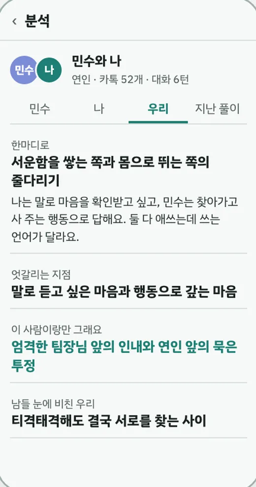 프로토타입: 그 사람, 나, 우리로 나눈 분석